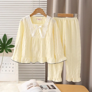 Bộ đồ ngủ Kawaii cổ vuông dài tay bé 12‑13 tuổi, giảm số lượng lớn, Poly‑cotton 173k 9
