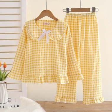 Bộ đồ ngủ Kawaii cổ vuông dài tay bé 12‑13 tuổi, giảm số lượng lớn, Poly‑cotton 173k 10