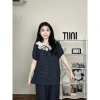 Bộ Đồ Ngủ Kẻ Caro Thắt Nơ Xinh Xắn - Áo Tay Cộc và Quần Dài Tuni.studio T09 Giá Ưu Đãi 125k 3