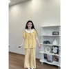 Bộ Đồ Ngủ Kẻ Caro Thắt Nơ Xinh Xắn - Áo Tay Cộc và Quần Dài Tuni.studio T09 Giá Ưu Đãi 125k 6