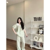 Bộ Đồ Ngủ Kẻ Caro Thắt Nơ Xinh Xắn - Áo Tay Cộc và Quần Dài Tuni.studio T09 Giá Ưu Đãi 125k 7