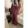 Bộ Đồ Ngủ Kẻ Sọc Đỏ Thắt Nơ Nữ - Áo Tay Dài + Quần Dài 65kg | T07DM Giá 155k 9
