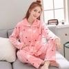 Bộ đồ ngủ Lifa nữ mùa thu đông dày dặn, lót nỉ dài tay, nhung san hô, bảo hành chất lượng 3