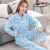 Bộ đồ ngủ Lifa nữ mùa thu đông dày dặn, lót nỉ dài tay, nhung san hô, bảo hành chất lượng 4