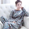Bộ đồ ngủ Lifa nữ mùa thu đông dày dặn, lót nỉ dài tay, nhung san hô, bảo hành chất lượng 9