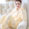 Bộ đồ ngủ Lifa nữ mùa thu đông dày dặn, lót nỉ dài tay, nhung san hô, bảo hành chất lượng 10