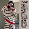 Bộ đồ ngủ lông cừu cao cấp họa tiết san hô sọc - ấm áp dày dặn, mặc thoải mái hàng ngày 10