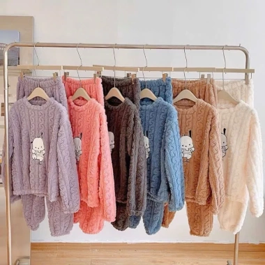 Bộ đồ ngủ lông hình Voi bông nỉ giữ nhiệt bo gấu siêu ấm size 40 (40‑66kg) - Giá chỉ 66.500 VND 9