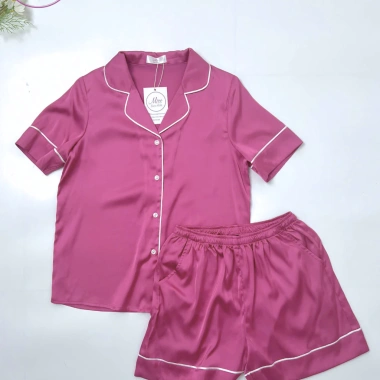 Bộ đồ ngủ lụa cộc tay, quần đùi Latin Pháp màu trơn - Giá ưu đãi 280.800₫ 7