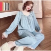 Bộ Đồ Ngủ Lụa Lantin Dài Tay, Pijama Cổ Vuông Ren Tiểu Thư - Giá 161.699₫ 2