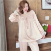 Bộ Đồ Ngủ Lụa Lantin Dài Tay, Pijama Cổ Vuông Ren Tiểu Thư - Giá 161.699₫ 4