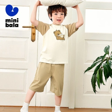 Bộ đồ ngủ MiniBala Boys Girls Cool-Feel mùa hè cho bé Homewear thoáng mát, giá ưu đãi 504.360 VND 4