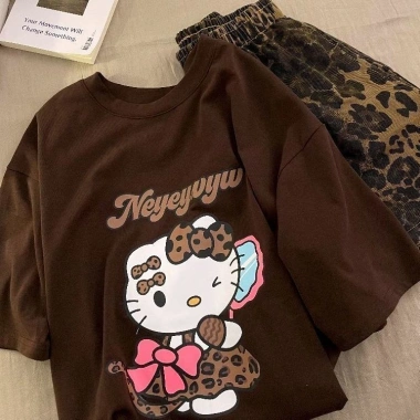 Bộ Đồ Ngủ Ngắn Tay Da Báo Hello Kitty Nữ - Playwear và Loungewear Giá 169.356₫