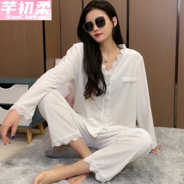 Bộ đồ ngủ nhung kim cương nữ mùa thu đông dài tay kiểu Pháp cổ búp bê - 250.740₫ 7