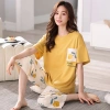Bộ Đồ Ngủ Nữ 100% Cotton Tay Ngắn 3/4 Quần Dài Mùa Hè In Hoa Hoạt Hình - 313.016 VND 2