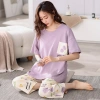 Bộ Đồ Ngủ Nữ 100% Cotton Tay Ngắn 3/4 Quần Dài Mùa Hè In Hoa Hoạt Hình - 313.016 VND 4