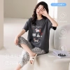 Bộ Đồ Ngủ Nữ 100% Cotton Tay Ngắn 3/4 Quần Dài Mùa Hè In Hoa Hoạt Hình - 313.016 VND 5