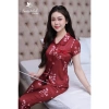 Bộ đồ ngủ nữ BEAUTIFUL Y900A lụa mango đỏ - Pyjama quần dài cổ vòng tay cộc 269k 2