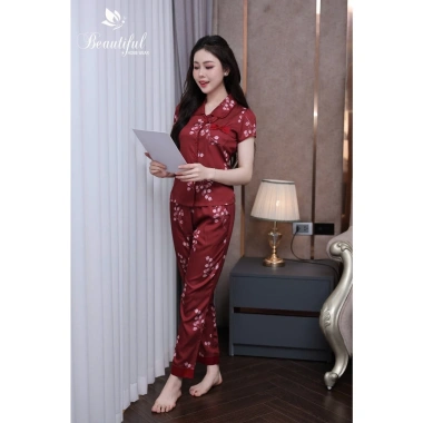 Bộ đồ ngủ nữ BEAUTIFUL Y900A lụa mango đỏ - Pyjama quần dài cổ vòng tay cộc 269k 3 Bộ đồ ngủ nữ BEAUTIFUL Y900A lụa mango đỏ - Pyjama quần dài cổ vòng tay cộc 269k 3