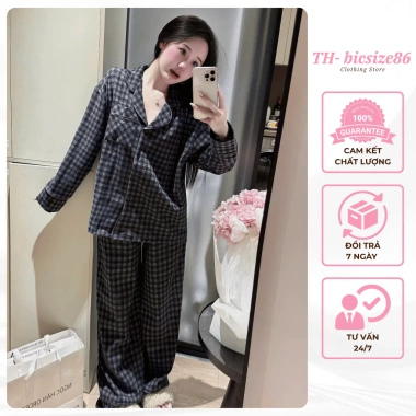 Bộ Đồ Ngủ Nữ Bigsize 2.026 Lót Lông Caro Tay Dài Chất Dạ Giá 320.000₫