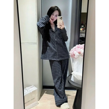 Bộ Đồ Ngủ Nữ Bigsize 2.026 Lót Lông Caro Tay Dài Chất Dạ Giá 320.000₫