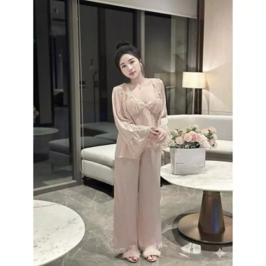 Bộ Đồ Ngủ Nữ Cao Cấp Osexy Set Lụa Mịn 2 Dây và Choàng Giá 250.000 đồng