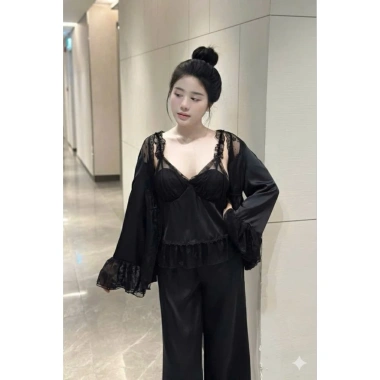 Bộ Đồ Ngủ Nữ Cao Cấp Osexy Set Lụa Mịn 2 Dây và Choàng Giá 250.000 đồng 2