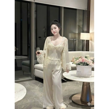 Bộ Đồ Ngủ Nữ Cao Cấp Osexy Set Lụa Mịn 2 Dây và Choàng Giá 250.000 đồng 3
