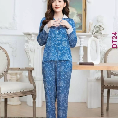 Bộ đồ ngủ nữ dài tay lụa cao cấp hoa cúc - Sang trọng, thanh lịch, giảm giá 3