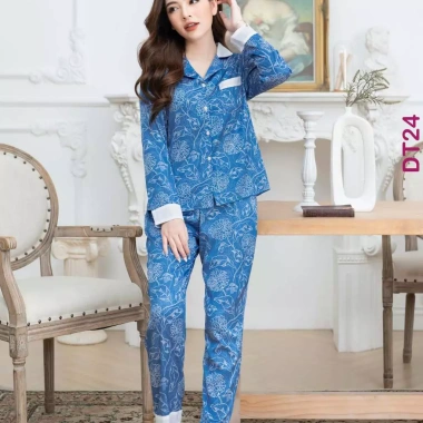 Bộ đồ ngủ nữ dài tay lụa cao cấp hoa cúc - Sang trọng, thanh lịch, giảm giá 4