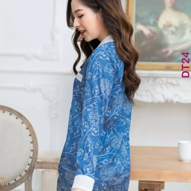 Bộ đồ ngủ nữ dài tay lụa cao cấp hoa cúc - Sang trọng, thanh lịch, giảm giá 6