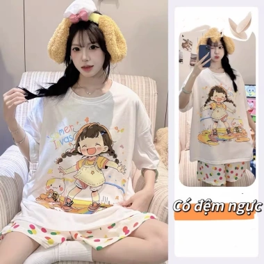 Bộ Đồ Ngủ Nữ Hàn Quốc Có Đệm Ngực Tay Ngắn/Tay Dài 4 Mùa, Thoải Mái Mặc Nhà Đi Chơi 7