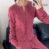 Bộ Đồ Ngủ Nữ Hàn Quốc Hoa Hồng Sọc Đỏ - Tay Dài Quần Dài Cardigan, 214.400 VND 3