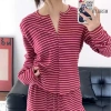 Bộ Đồ Ngủ Nữ Hàn Quốc Hoa Hồng Sọc Đỏ - Tay Dài Quần Dài Cardigan, 214.400 VND 5