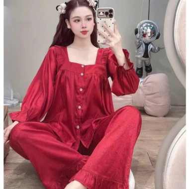 Bộ Đồ Ngủ Nữ JUSOKA Pijama Lụa Gấm Xước Dáng Tiểu Thư – Thoải Mái, 158.999đ