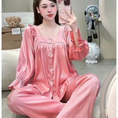 Bộ Đồ Ngủ Nữ JUSOKA Pijama Lụa Gấm Xước Dáng Tiểu Thư – Thoải Mái, 158.999đ