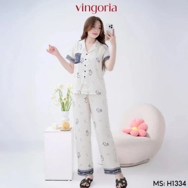 Bộ đồ ngủ nữ lụa VINGO/VINGORIA tay ngắn mùa xuân hè - Giá chỉ 545.000đ
