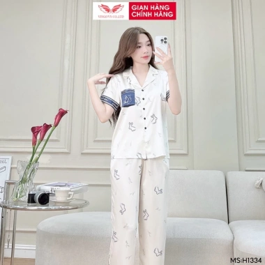 Bộ đồ ngủ nữ lụa VINGO/VINGORIA tay ngắn mùa xuân hè - Giá chỉ 545.000đ