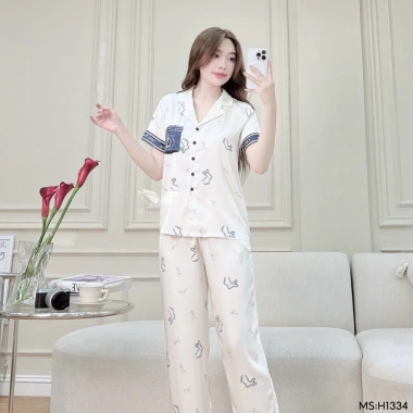 Bộ đồ ngủ nữ lụa VINGO/VINGORIA tay ngắn mùa xuân hè - Giá chỉ 545.000đ