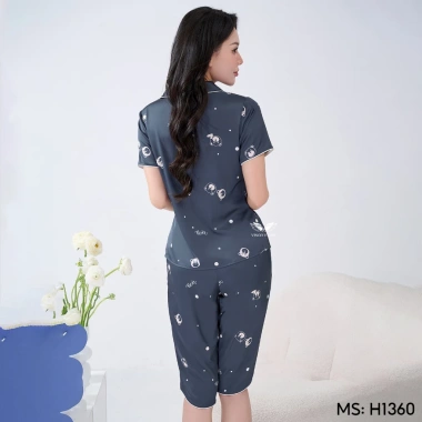 Bộ đồ ngủ nữ lụa VINGO/VINGORIA tay ngắn mùa xuân hè - Pijama thoáng mát, giảm giá 21% chỉ 385.000₫ 6