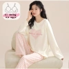 Bộ đồ ngủ nữ miếng lót ngực, áo ngực sẵn, họa tiết cute, tay dài, quần dài ấm áp, thoáng khí - Chỉ 115k 2