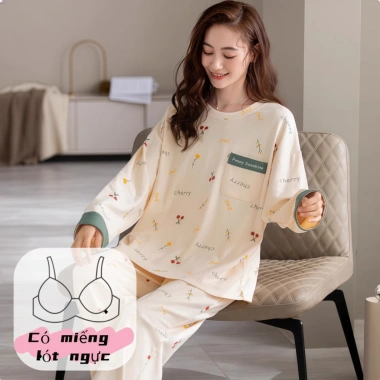 Bộ đồ ngủ nữ miếng lót ngực, áo ngực sẵn, họa tiết cute, tay dài, quần dài ấm áp, thoáng khí - Chỉ 115k 6 Bộ đồ ngủ nữ miếng lót ngực, áo ngực sẵn, họa tiết cute, tay dài, quần dài ấm áp, thoáng khí - Chỉ 115k 6