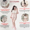 Bộ đồ ngủ nữ mùa hè cotton mềm phối bèo Lily, đồ mặc nhà xinh xỉu tiểu thư 2