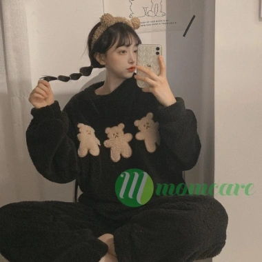 Bộ đồ ngủ nữ nỉ bông B22 bigsize 45‑75kg thu đông, dài tay, Quảng Châu 195k
