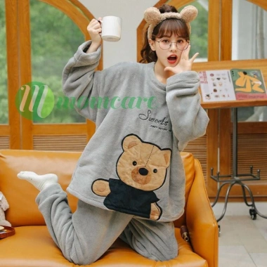 Bộ đồ ngủ nữ nỉ bông B22 bigsize 45‑75kg thu đông, dài tay, Quảng Châu 195k