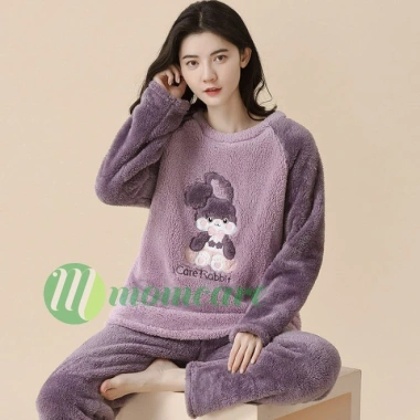 Bộ đồ ngủ nữ nỉ bông B22 bigsize 45‑75kg thu đông, dài tay, Quảng Châu 195k