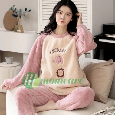 Bộ đồ ngủ nữ nỉ bông B22 bigsize 45‑75kg thu đông, dài tay, Quảng Châu 195k
