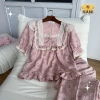Bộ Đồ Ngủ Nữ Pijama Chất Đũi Vân Mây Tiểu Thư HANI Babydoll Đáng Yêu Size 40-90kg Mềm Mịn Mát Giá 145k