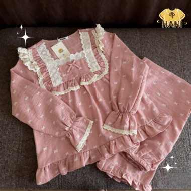 Bộ Đồ Ngủ Nữ Pijama Chất Đũi Vân Mây Tiểu Thư HANI Babydoll Đáng Yêu Size 40-90kg Mềm Mịn Mát Giá 145k 5
