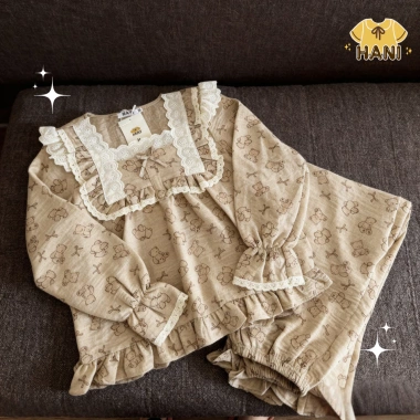 Bộ Đồ Ngủ Nữ Pijama Chất Đũi Vân Mây Tiểu Thư HANI Babydoll Đáng Yêu Size 40-90kg Mềm Mịn Mát Giá 145k 6
